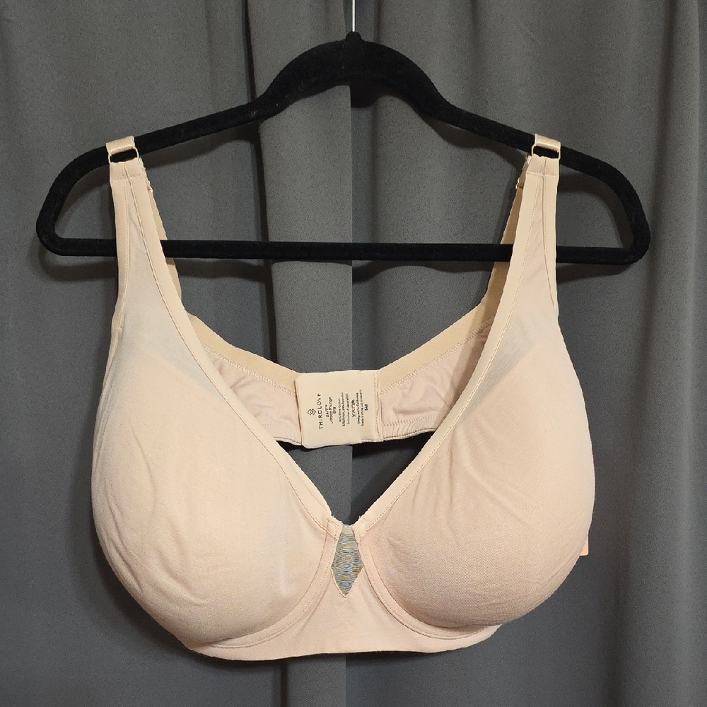 NWT Third Love Bra 24/7  Cotton Plunge Underwire Pima Cotton Blend Beige Sz 44F